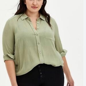 TORRID Double Gauze Button Up Blouse 1XL